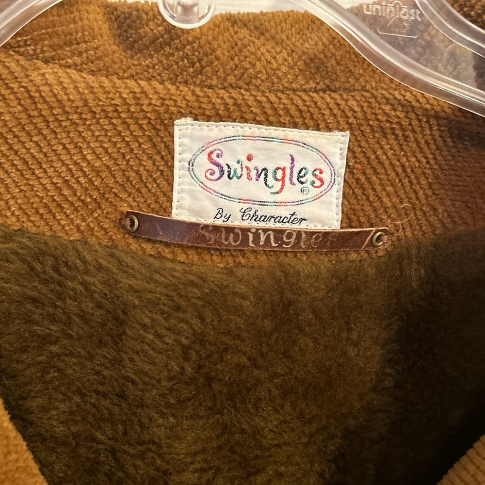 Vintage 1980s Brown Corduroy Swingles Woman’s Overcoat Jacket Belted Lined - Picture 2 of 4